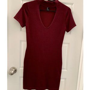Forever 21 Burgundy Choker Dress